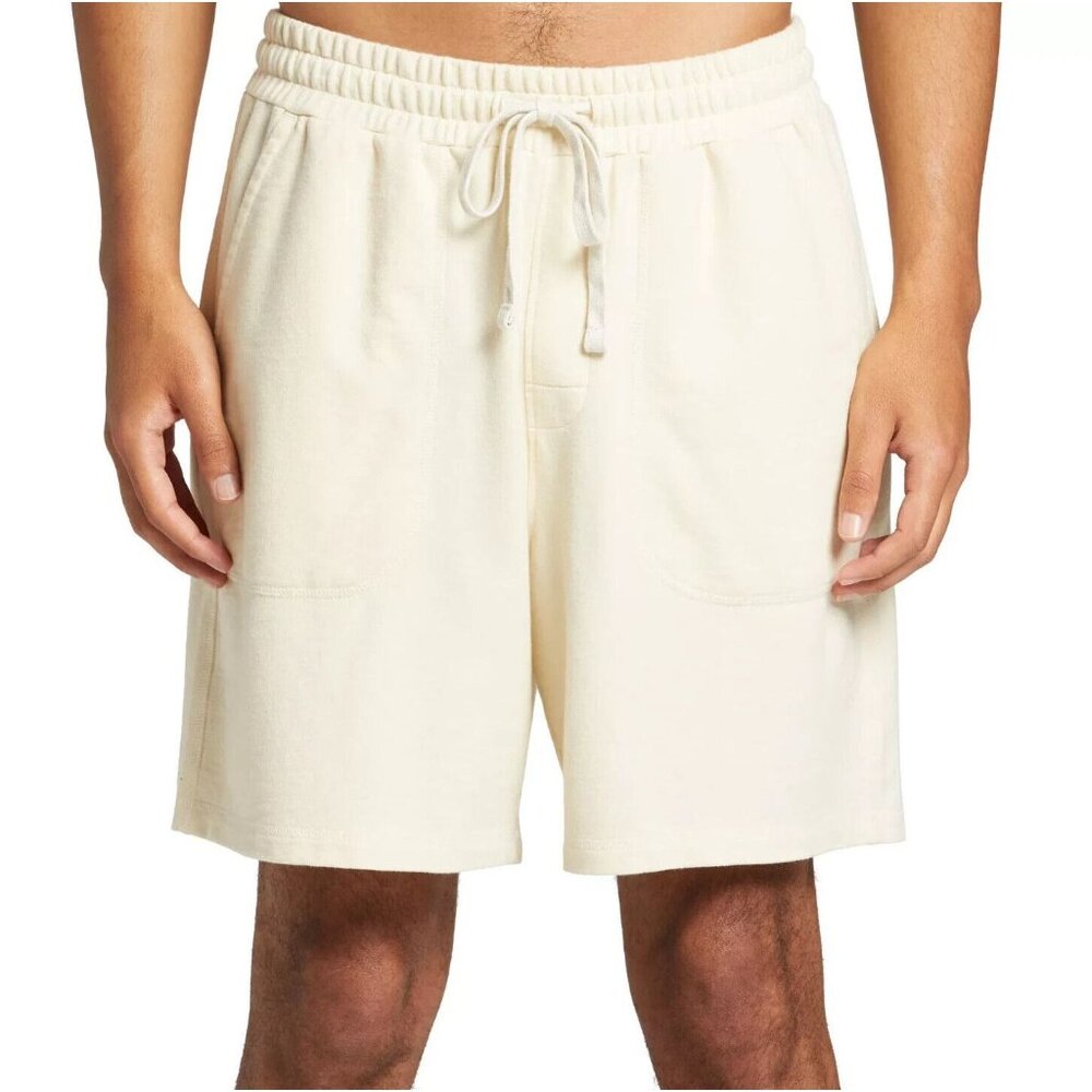 Alpine Design Men's Terry Fleece 8" Shorts Bone White Cream Sz Small S
